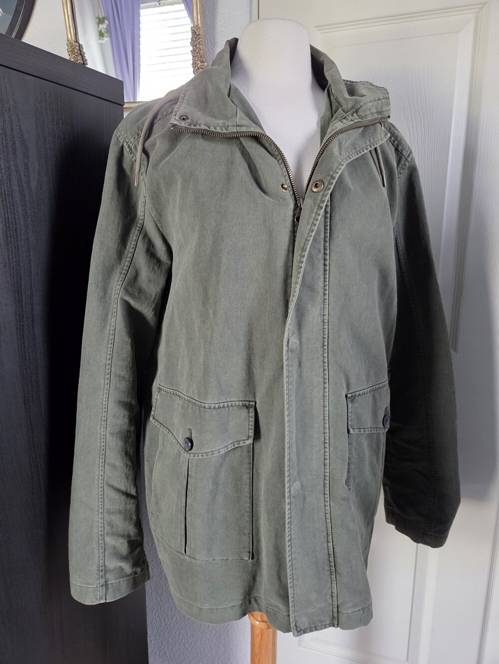Green Olive Military Jacket Scalpers Size XL 100% Cotton